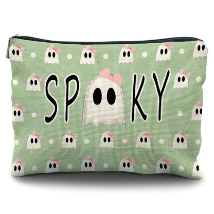 green bow halloween makeup bagpink bow spooky makeup baghalloween bags for women halloween cosmetic bag pink halloween gifts for women，halloween gifts spooky gifts halloween gifts for women